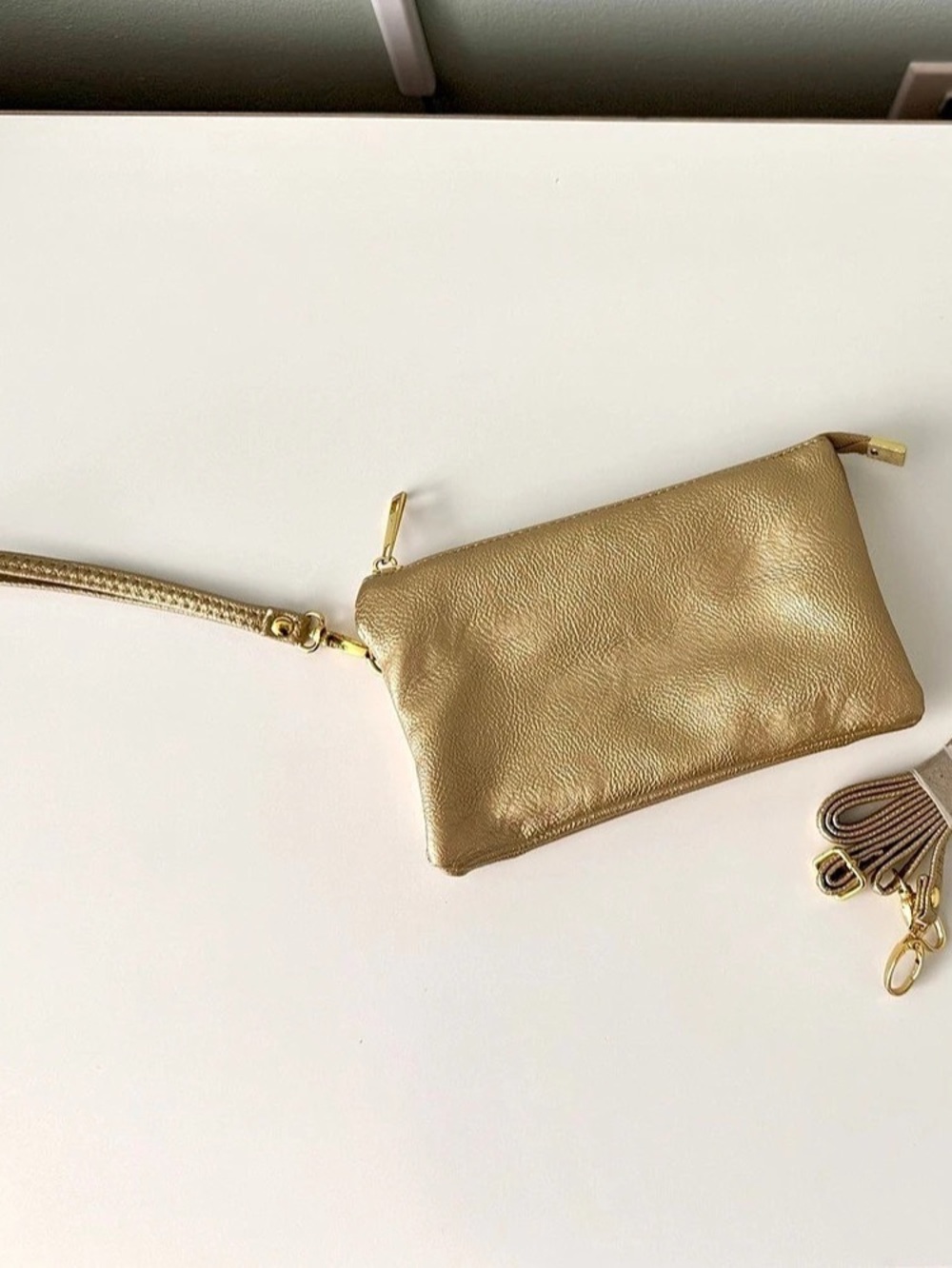 Gold Wristlet Crossbody Bag Like New